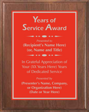 Walnut Wood Plaque with Standard Plate - Years of Service Award