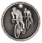 silver bicycling medal in a 3D style
