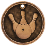 bronze bowling medal in a 3D style
