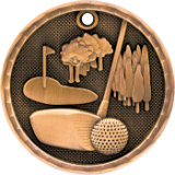 bronze golf medal in a 3D style