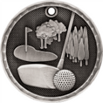 silver golf medal in a 3D style