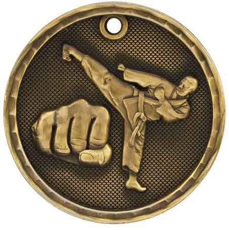 gold martial arts medal in a 3D style