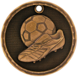 bronze soccer (futbol) medal in a 3D style