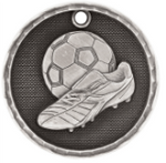 silver soccer (futbol) medal in a 3D style