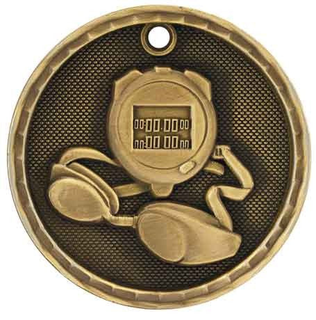 gold swimming medal in a 3D style
