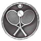 silver tennis medal in a 3D style