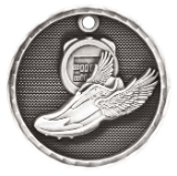 silver track medal in a 3D style