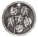 silver track field events medal in a 3D style