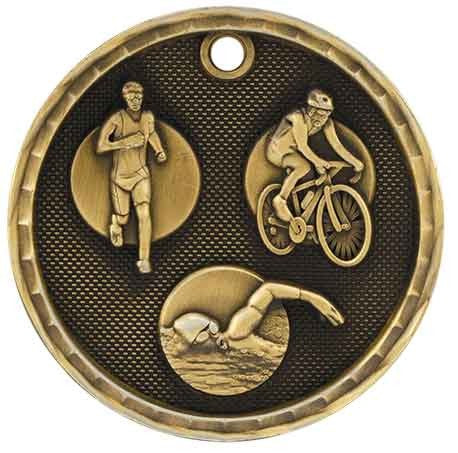 gold triathlon medal in a 3D style