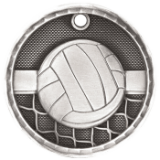 silver volleyball medal in a 3D style