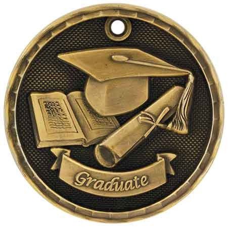 gold graduate medal in a 3D style