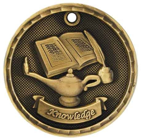 gold lamp of knowledge medal in a 3D style