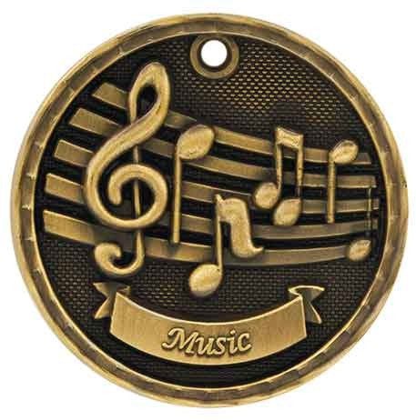 gold music medal in a 3D style