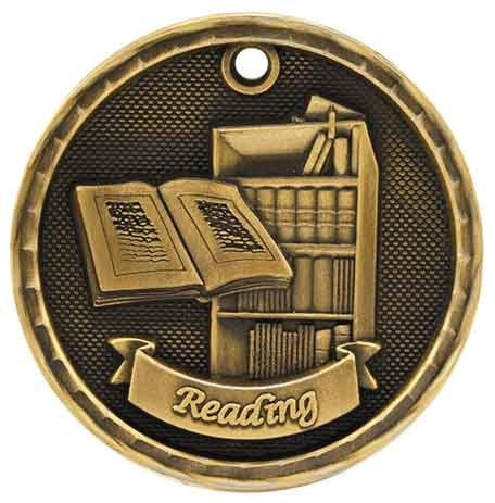 gold reading medal in a 3D style