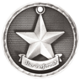 silver Star Performer medal in a 3D style