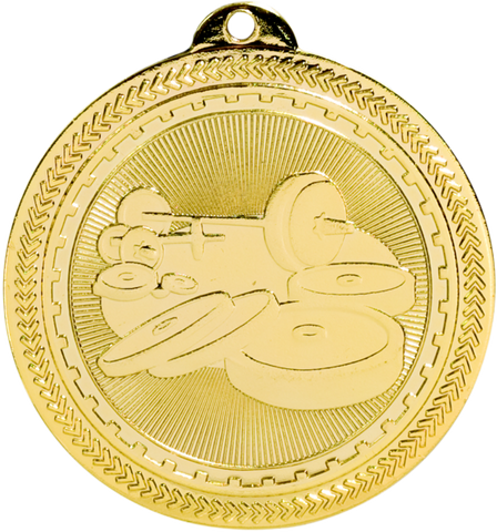 gold weightlifting medal in the BriteLazer style
