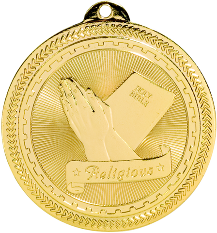 gold religious medal in the BriteLazer style