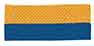 blue and gold neck ribbon