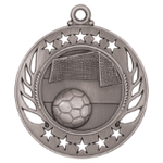silver soccer (futbol) medal in the Galaxy style
