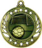 gold soccer (futbol) medal in the Galaxy style