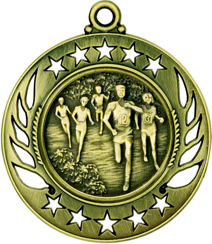 gold cross country or marathon medal in the Galaxy style