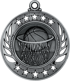 silver basketball medal in the Galaxy style