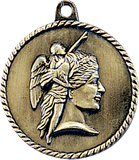gold achievement medal in a classic High Relief style