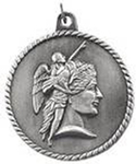 silver achievement medal in a classic High Relief style