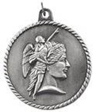 silver achievement medal in a classic High Relief style