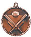 bronze baseball or softball medal in a classic High Relief style
