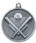 silver baseball or softball medal in a classic High Relief style