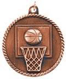 bronze basketball medal in a classic High Relief style