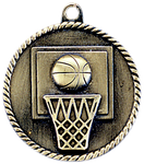 gold basketball medal in a classic High Relief style