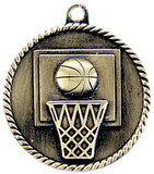 gold basketball medal in a classic High Relief style