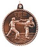 bronze karate medal in a classic High Relief style