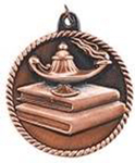 bronze lamp of knowledge medal in a classic High Relief style