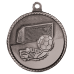 silver soccer (futbol) medal in a classic High Relief style