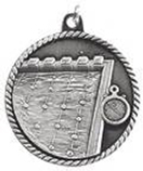 silver swimming medal in a classic High Relief style