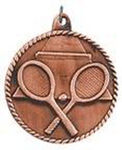 bronze tennis medal in a classic High Relief style