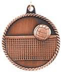 bronze volleyball medal in a classic High Relief style