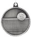 silver volleyball medal in a classic High Relief style