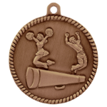 bronze cheerleading medal in a classic High Relief style