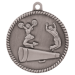 silver cheerleading medal in a classic High Relief style