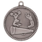 silver cheerleading medal in a classic High Relief style