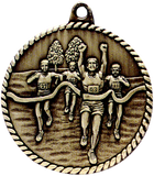 gold cross country or marathon medal in a classic High Relief style