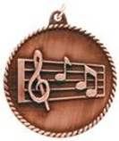 bronze music medal in a classic High Relief style