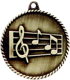 gold music medal in a classic High Relief style