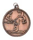 bronze female gymnastics medal in a classic High Relief style