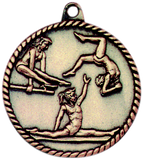 gold female gymnastics medal in a classic High Relief style