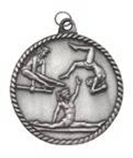silver female gymnastics medal in a classic High Relief style